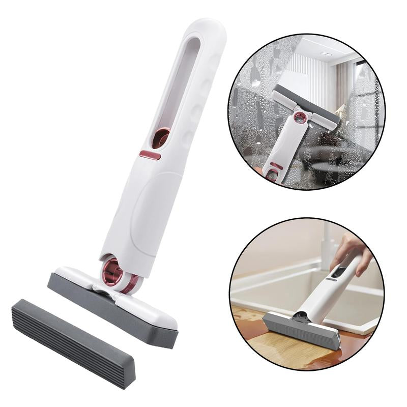 Mini Cleaning Mop,Mini Sponge Mop,Wet and Dry Use Cleaning System,2 Sponge Head & 1 Squeeze Handle,Mini Mop for Bathroom,Kitchen,Desktop,Glass,Living Room,Car.