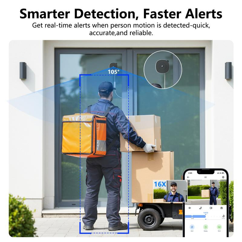 Wansview 3MP 2K Window Security Camera - AI Night Vision, 24/7 Recording, Easy Setup, Works with Alexa & Google Home