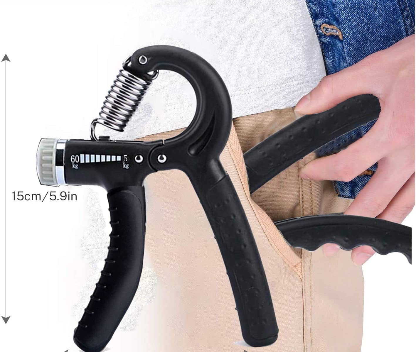 Adjustable Hand Grip Strengthener - 22 to 132 Lbs Resistance Trainer for Athletes, Musicians, and Rehabilitation