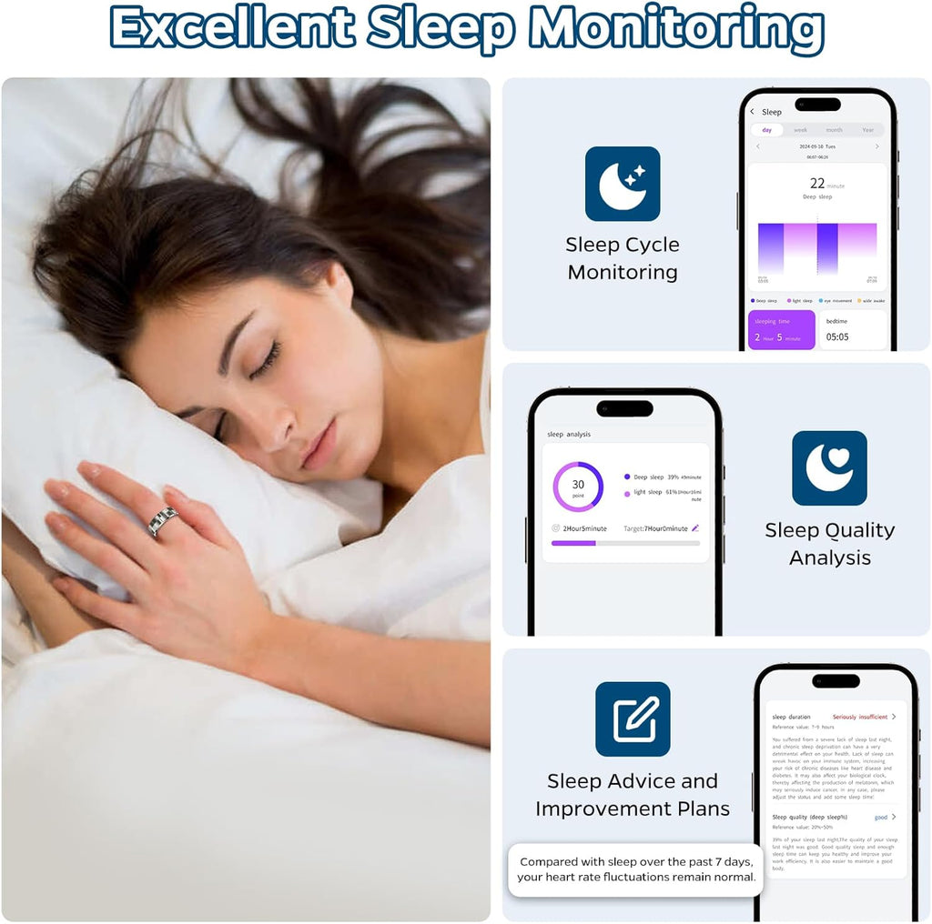 Revolutionary Smart Ring Health Tracker - Your Ultimate Sleep and Fitness Companion in Stylish Silver