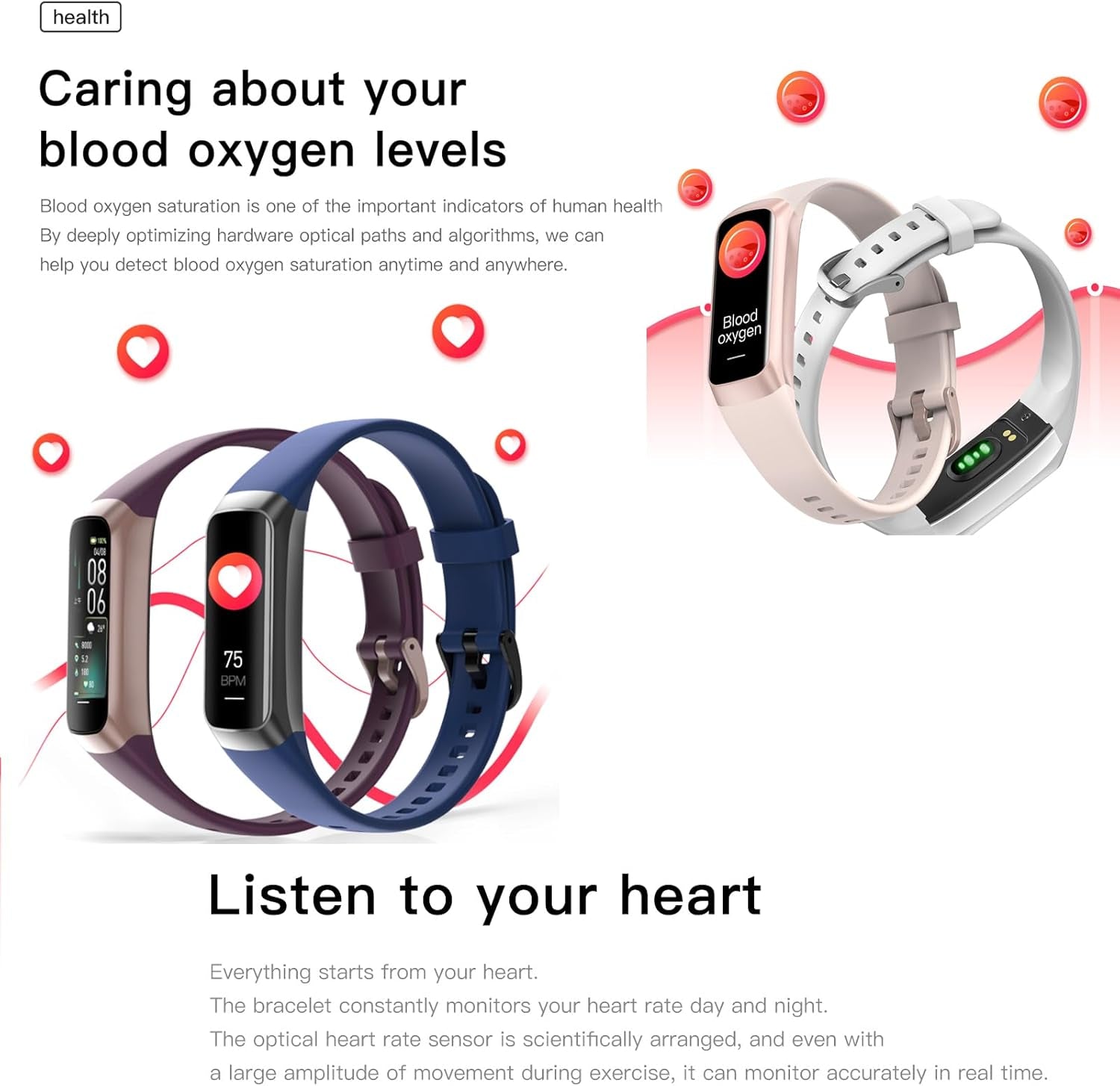 Stay Fit and Stylish with the C60 Health Fitness Tracker: Slim, Waterproof, and Packed with 25 Sports Modes!