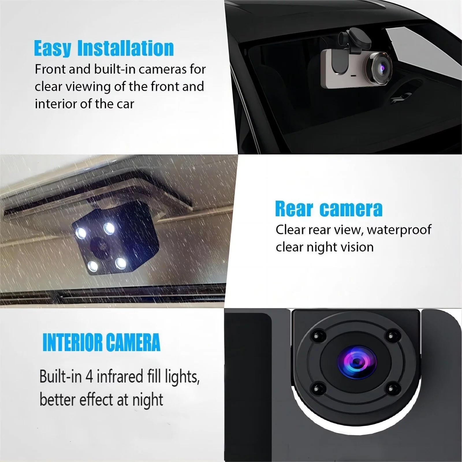Ultimate 3-Channel Dash Cam for Cars - 1080P Front & Rear with Night Vision and 32GB SD Card Included