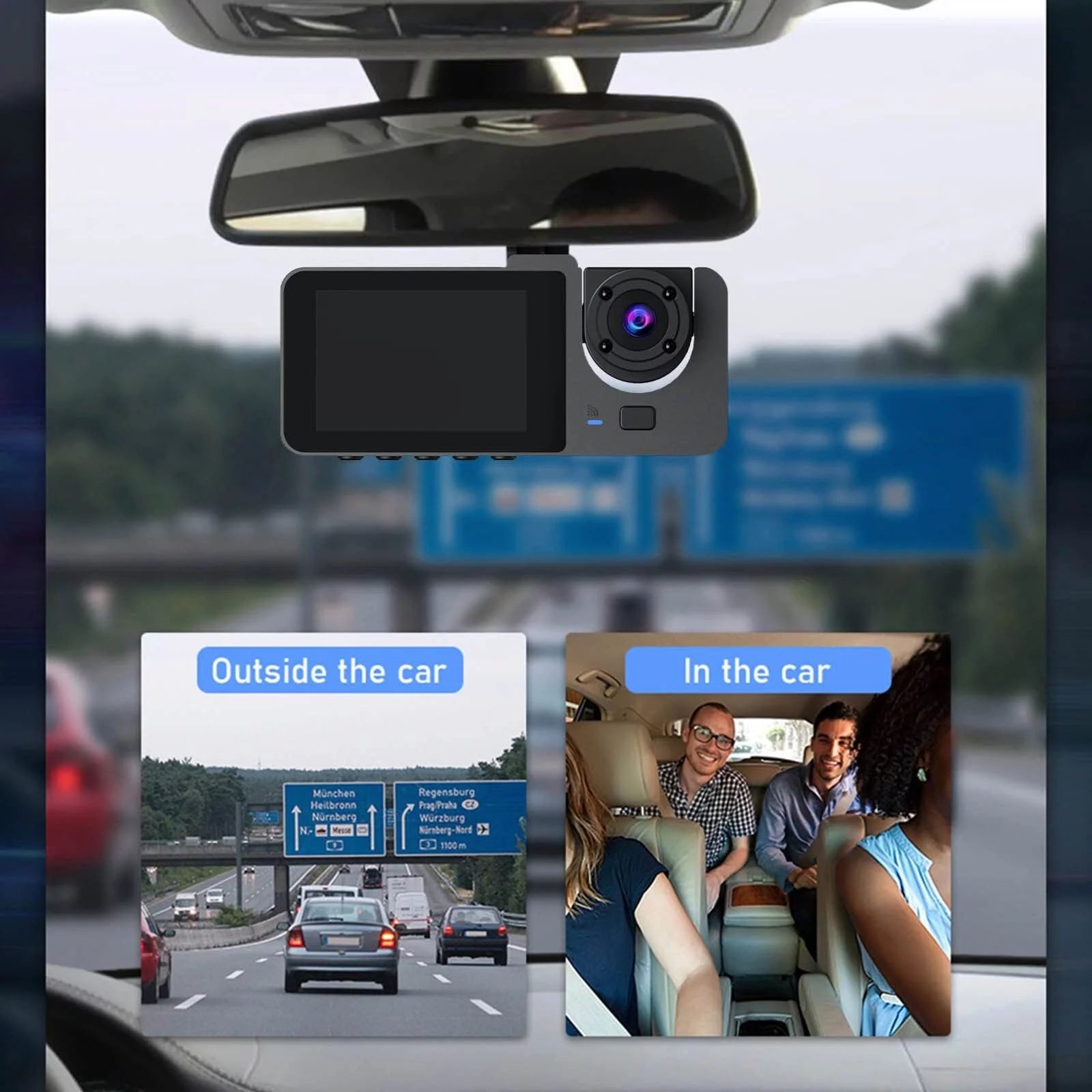 Ultimate 3-Channel Dash Cam for Cars - 1080P Front & Rear with Night Vision and 32GB SD Card Included