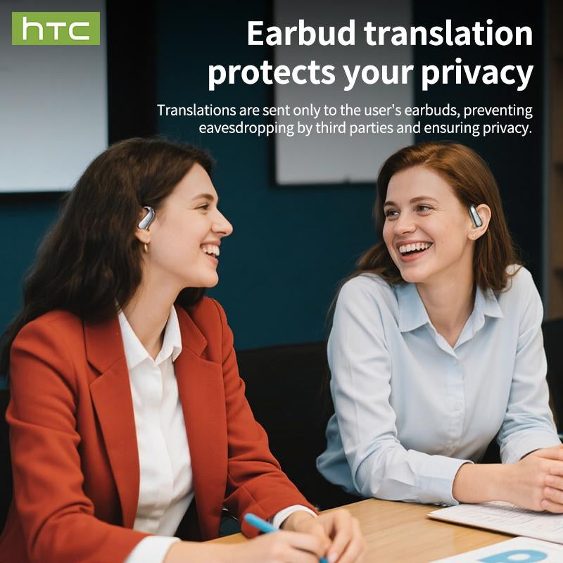 HTC NE38 OWS Wireless Translation Earbuds - Real-Time Translation in 134 Languages, Bluetooth 6.0, IPX5 Waterproof, HIFI Sound, Perfect for Office, Sports, Study & Calls - Built-In Microphone & AI Technology