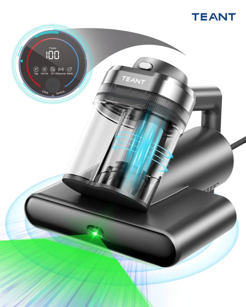 Teant Mattress Vacuum Cleaner - Powerful 2-Speed with UV-C Light, Dust Detection & HEPA Filter for Ultimate Cleanliness