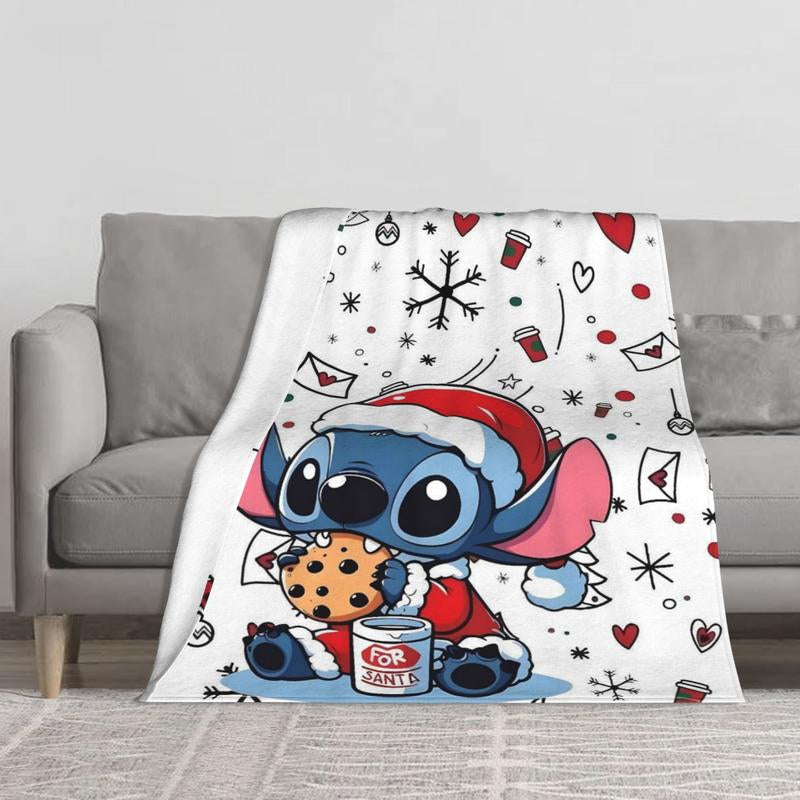 Cozy Disney Lilo & Stitch Christmas Throw Blanket - Plush Holiday Decor & Perfect Gift for Sofa and Bedroom