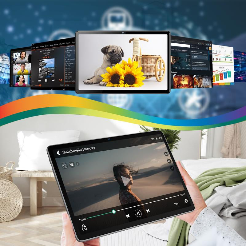 2024 Newest 10-Inch Android Tablet - 2-in-1 with Keyboard, Octa-Core, 128GB ROM, 1TB Expandable, HD Screen, 13MP Camera, 7000mAh Battery, Bluetooth 5.0, Includes Mouse, Stylus, and Case