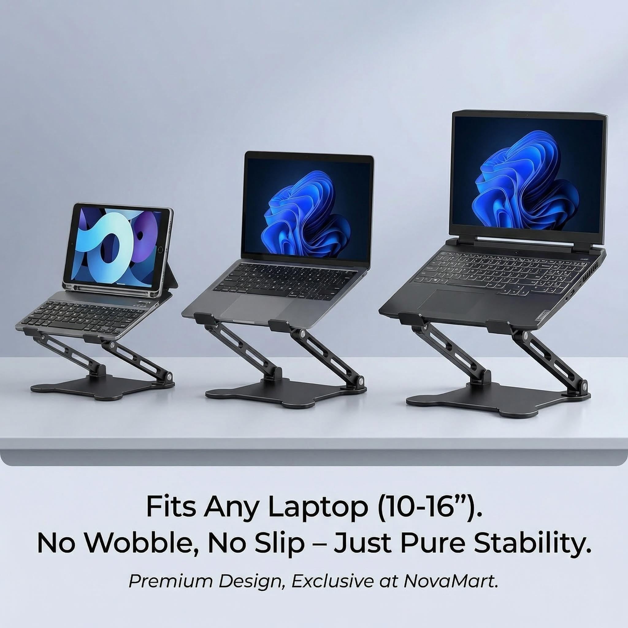 Elevate Your Workspace with the Adjustable Aluminum Alloy Laptop and Tablet Stand - Portable, Folding Design for Laptops Up to 17"