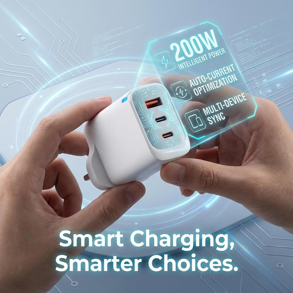 Experience Lightning Fast Charging with the Total PD200W USB Super Fast Charge 3-Port Charger - Perfect for iPhone, Xiaomi, and Samsung!