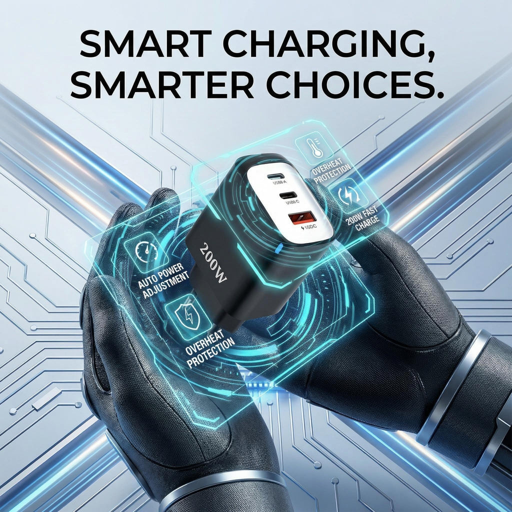 Experience Lightning Fast Charging with the Total PD200W USB Super Fast Charge 3-Port Charger - Perfect for iPhone, Xiaomi, and Samsung!