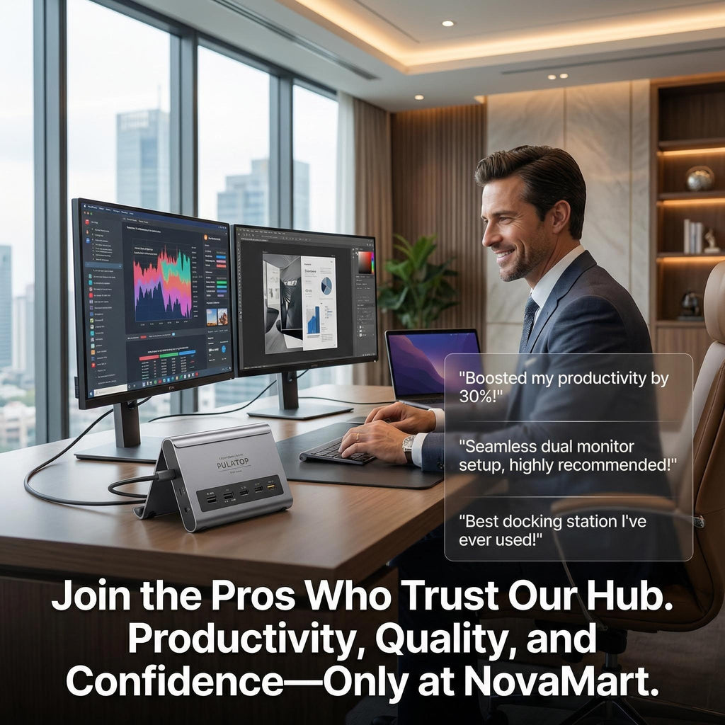 Elevate Your Workspace with the PULWTOP 11-in-1 MacBook Docking Station - Dual 4K@60Hz HDMI, Super Speed USB-C, and Gigabit Ethernet for Ultimate Connectivity