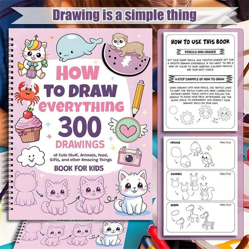 Unleash Your Creativity: 300 Adorable Animal Food & Fun Patterns for Stress Relief and Imagination Boosting - Perfect DIY Drawing Gift for Adults and Students!
