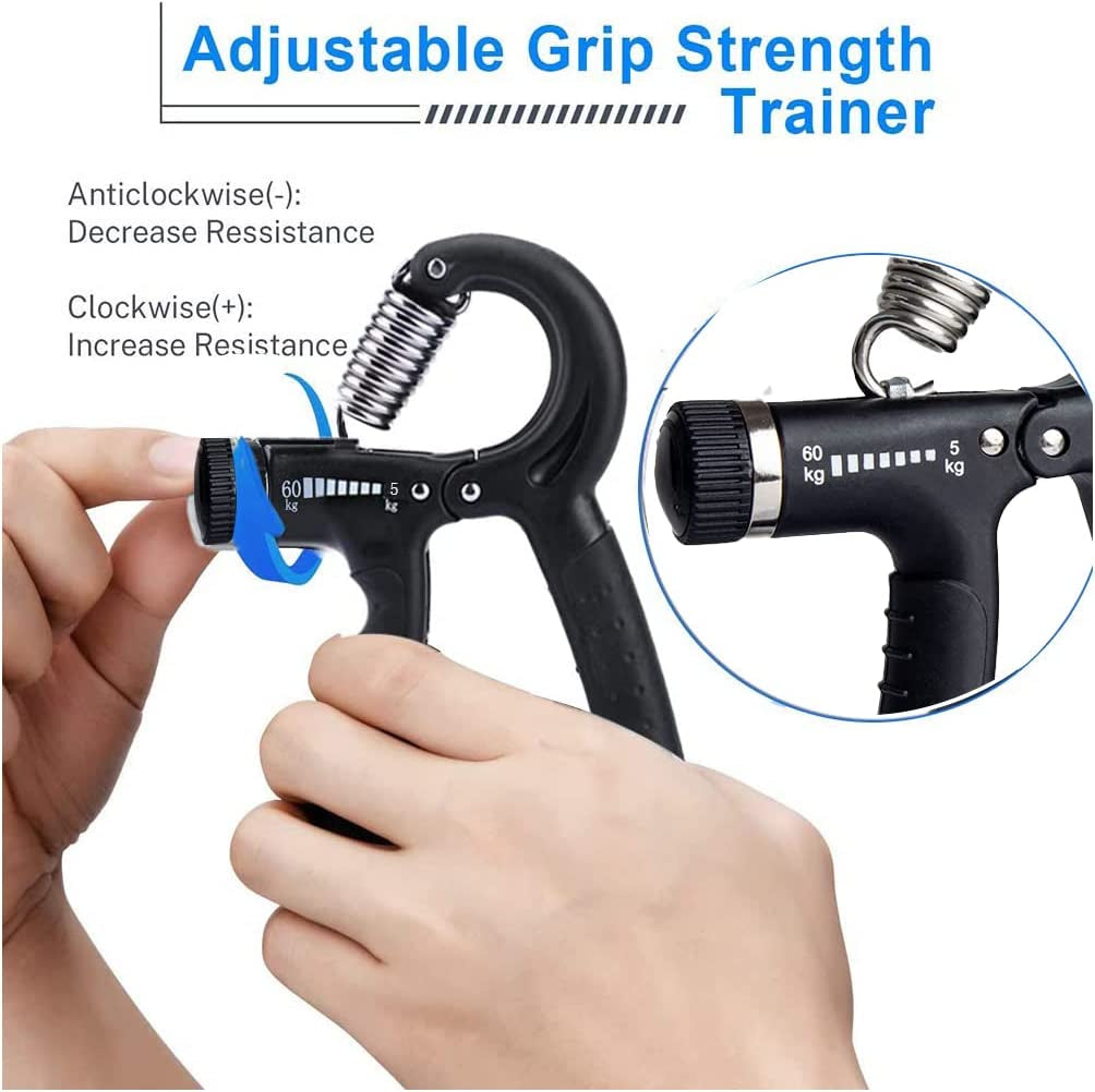 Adjustable Hand Grip Strengthener - 22 to 132 Lbs Resistance Trainer for Athletes, Musicians, and Rehabilitation