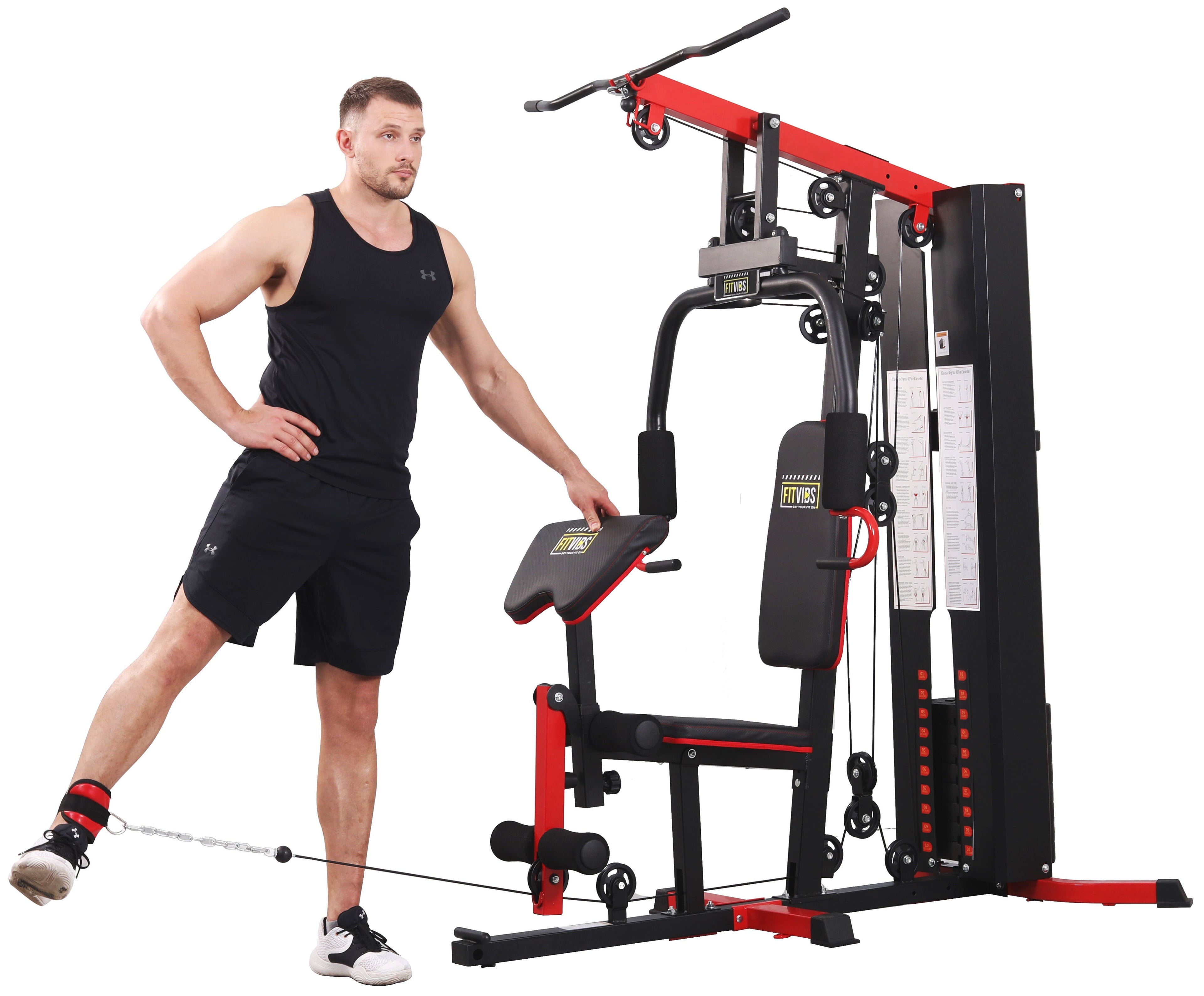 Transform Your Home Workout with the LX750 Multifunctional Full Gym System - 122.5 Lbs Weight Stack for Ultimate Strength Training