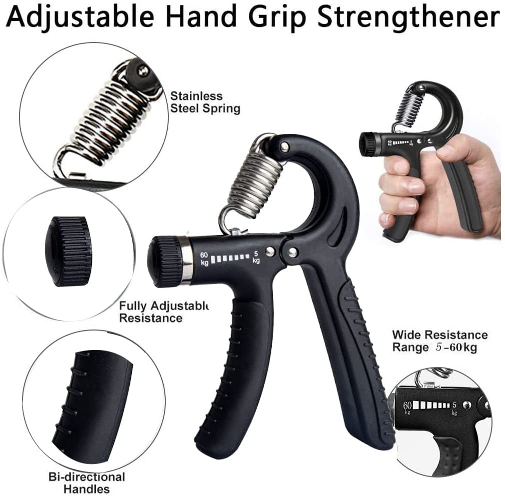 Adjustable Hand Grip Strengthener - 22 to 132 Lbs Resistance Trainer for Athletes, Musicians, and Rehabilitation