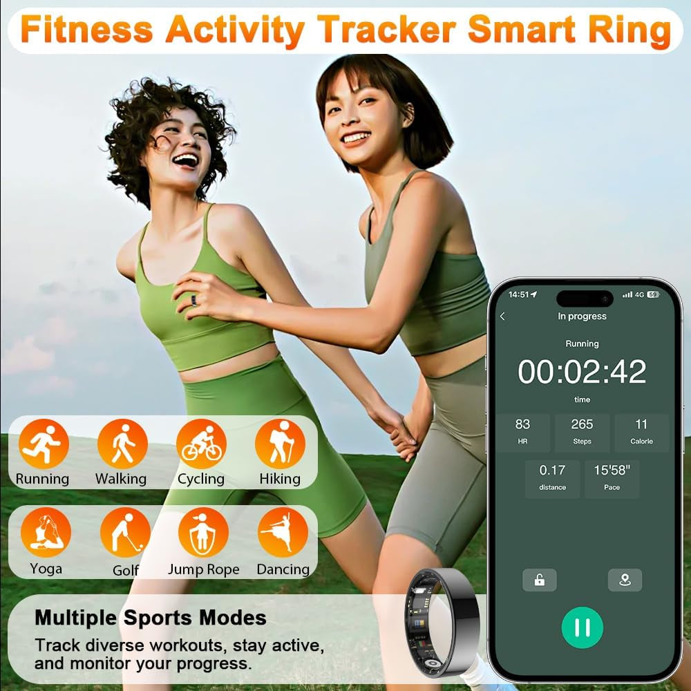 Revolutionary 2025 Smart Ring Health Tracker: Monitor Blood Pressure, Heart Rate & Sleep Patterns with Bluetooth Connectivity and IP68 Waterproof Design for Active Lifestyles