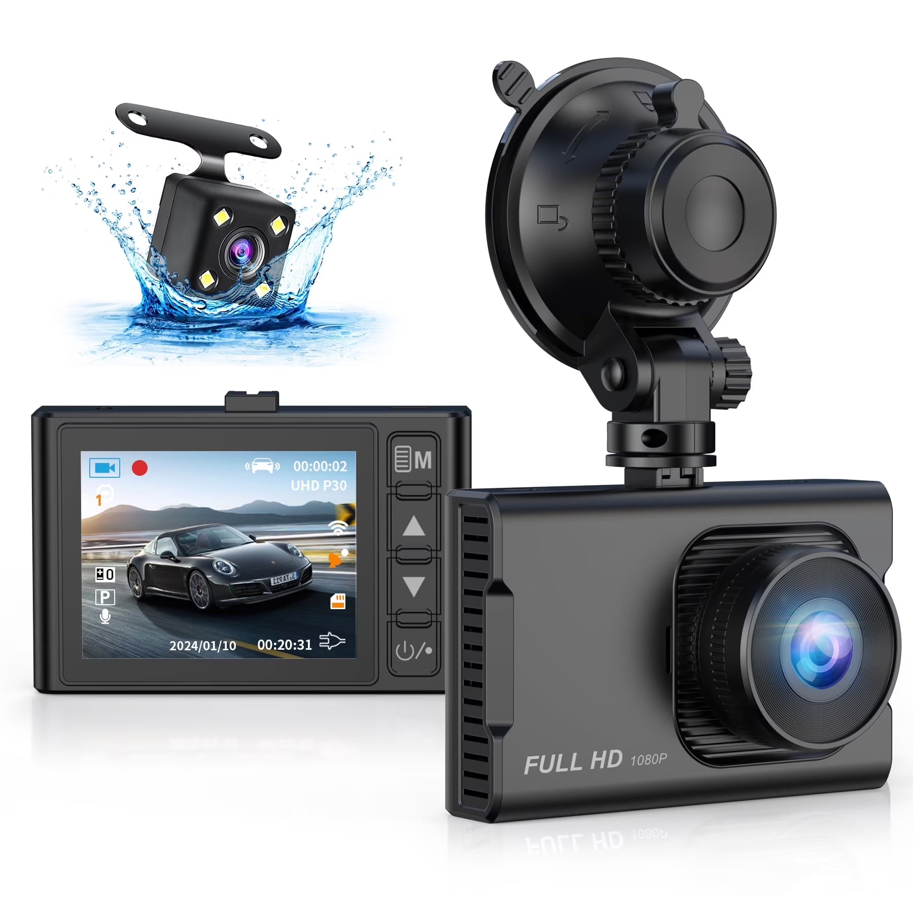 Experience Unmatched Safety with the NEXPOW 1080P Dual Dash Cam - Front and Rear Cameras with Night Vision and Advanced Features