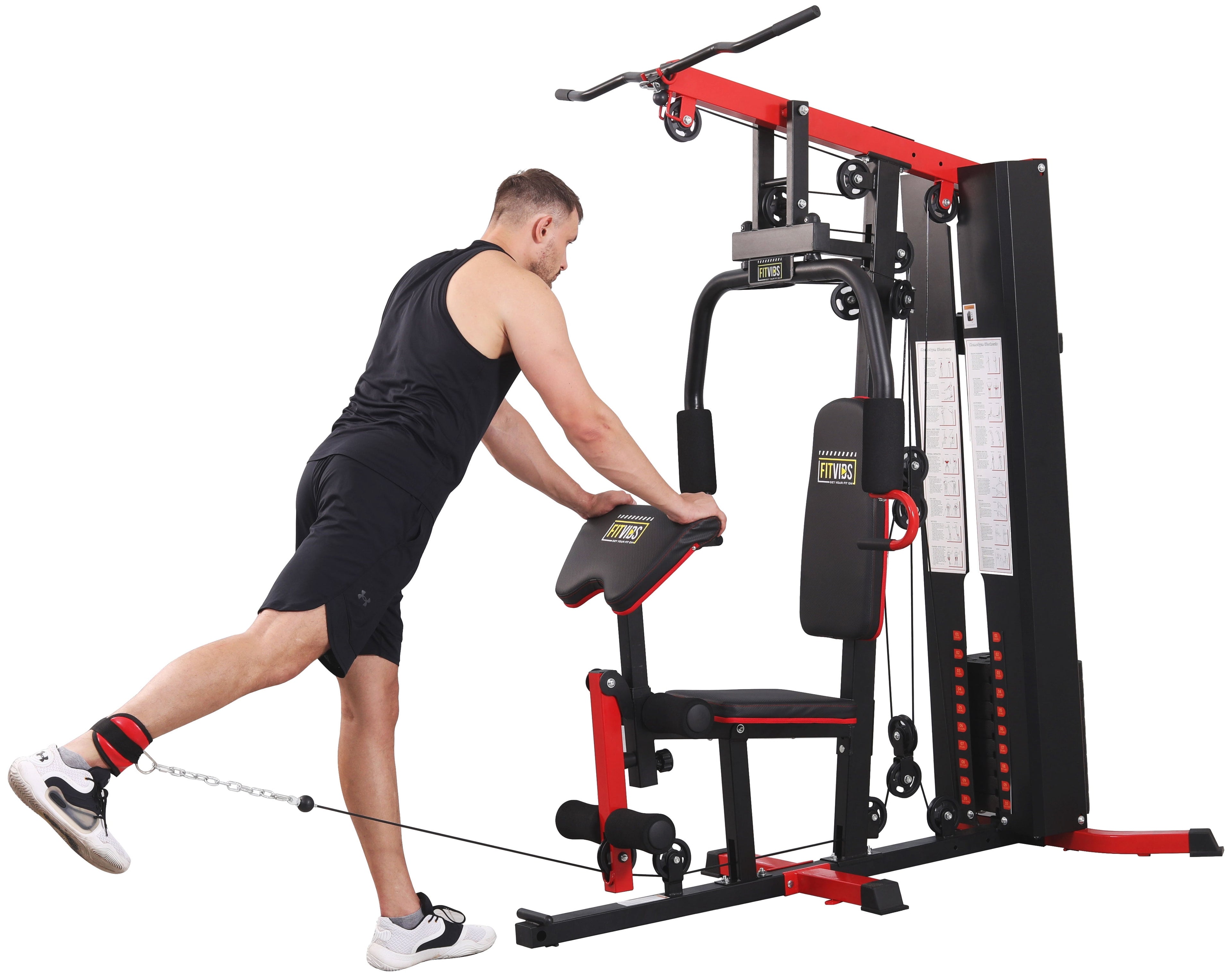 Transform Your Home Workout with the LX750 Multifunctional Full Gym System - 122.5 Lbs Weight Stack for Ultimate Strength Training