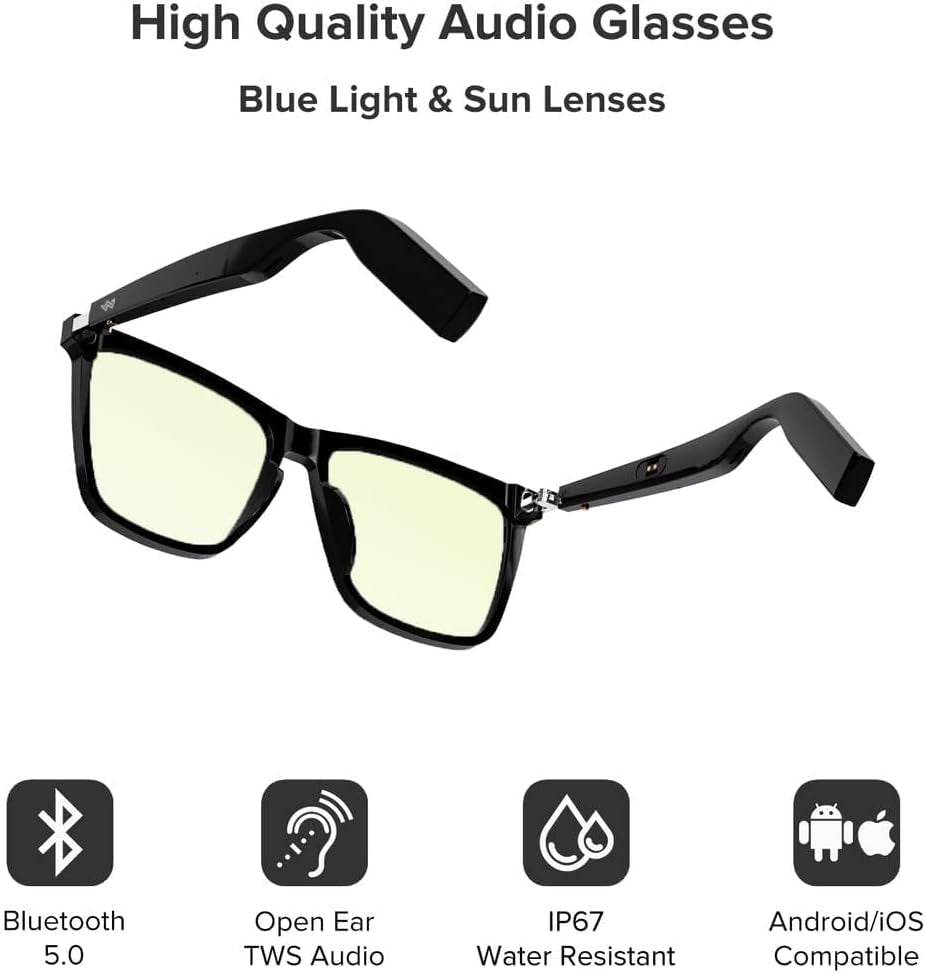 Experience the Future of Audio with WitWot Smart Audio Glasses - Stylish Blue Light & Sun Lenses for All-Day Comfort and Crystal Clear Sound