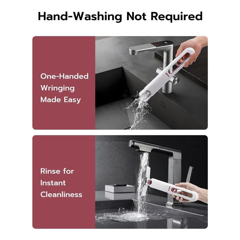 Mini Cleaning Mop,Mini Sponge Mop,Wet and Dry Use Cleaning System,2 Sponge Head & 1 Squeeze Handle,Mini Mop for Bathroom,Kitchen,Desktop,Glass,Living Room,Car.