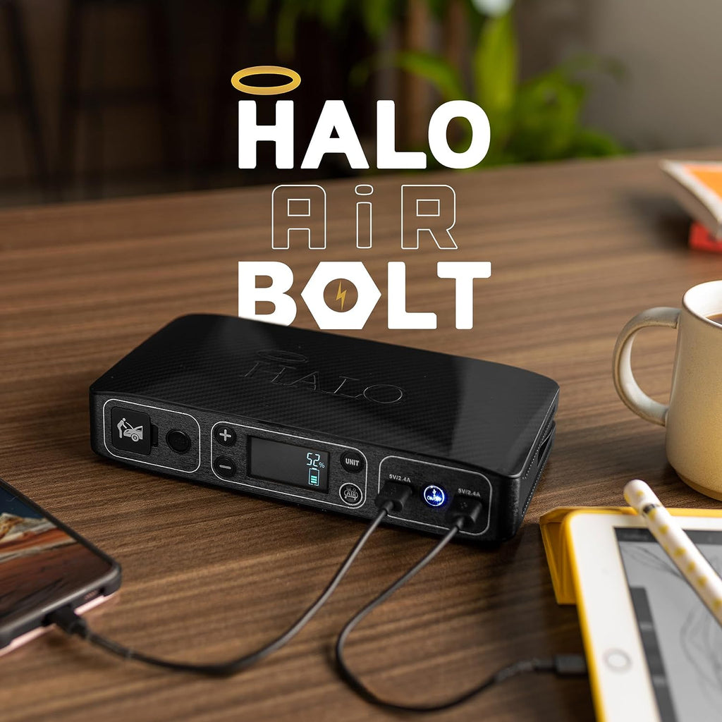 Power Up Anywhere: Bolt Air 58830 Portable Car Jump Starter with 100 PSI Air Compressor, USB Power Bank, Emergency Floodlight & Charger for Cars, SUVs & Trucks - TSA Approved in Stylish Gray