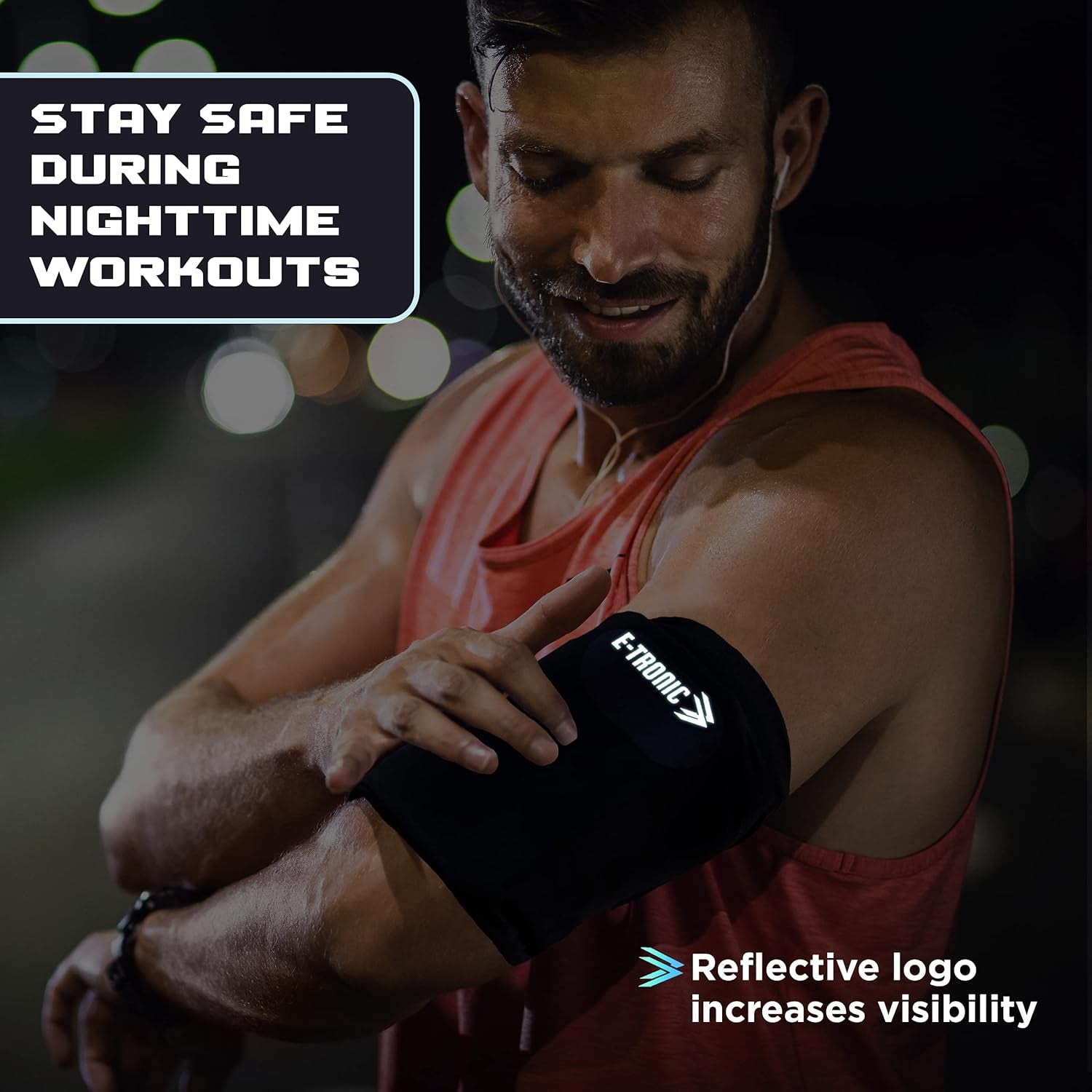 Ultimate Running Companion: Blue Phone Holder Armband with Reflective Logo - Fits All Smartphones for Running, Walking, Hiking, and Biking