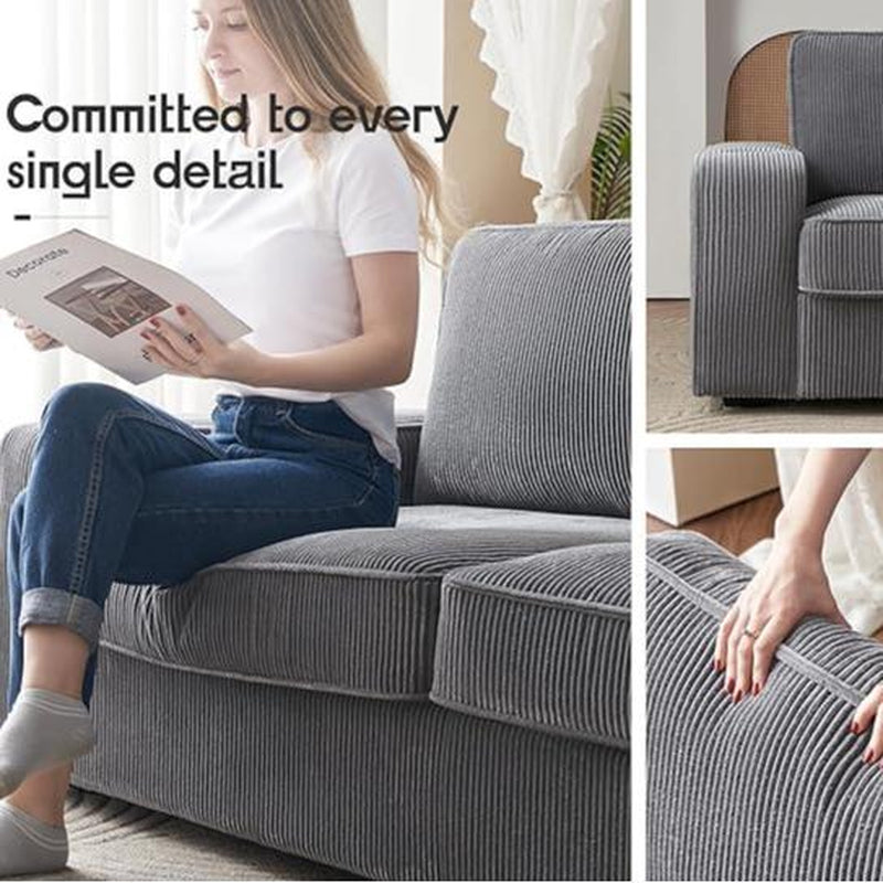 Amerlife Modern Oversized Sofa – Premium Bouclé/Chenille/Corduroy | 23" Deep Seat | USB Charging Ports | Cup Holders | Heavy-Duty Frame (2400 lbs Capacity)