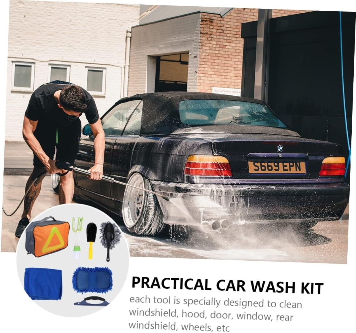 Car Cleaning Tool Kit Car Wash Cleaning Supplies Lightweight Wash Kit for Easy Maintenance