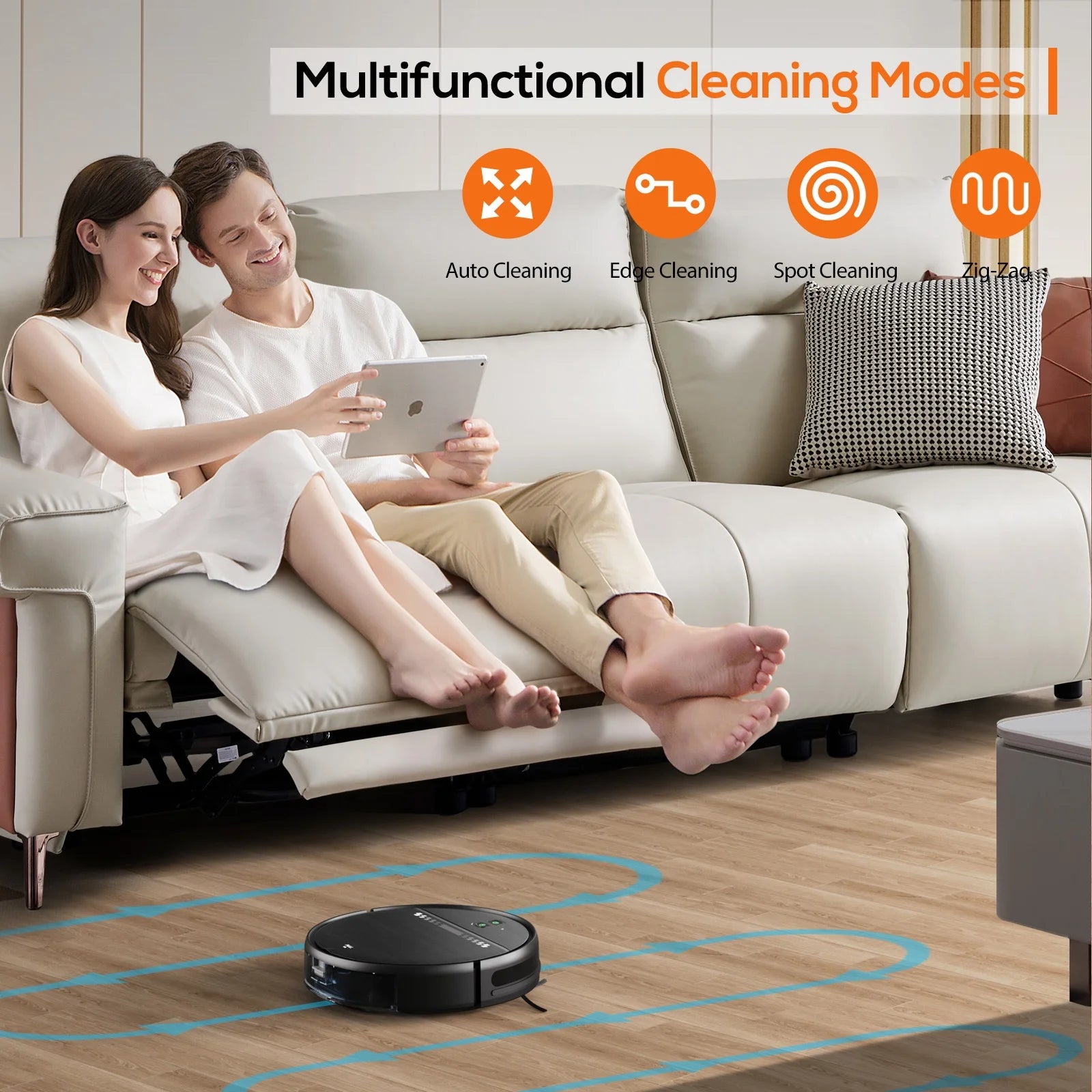 Effortless Cleaning with GOOVI Robot Vacuum and Mop Combo - Smart Wi-Fi Enabled, Remote Control & 120-Minute Battery Life in Sleek Black