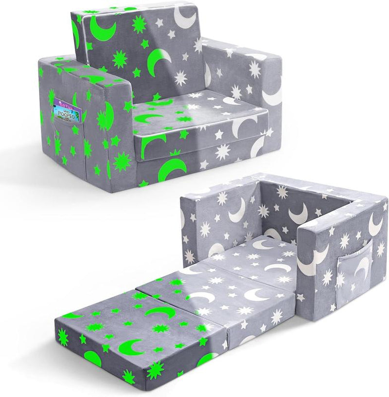 OSYKIU 2-in-1 Convertible Toddler Couch and Lounger - Soft Sherpa Design for Magical Playtime and Cozy Relaxation, Perfect for Boys and Girls