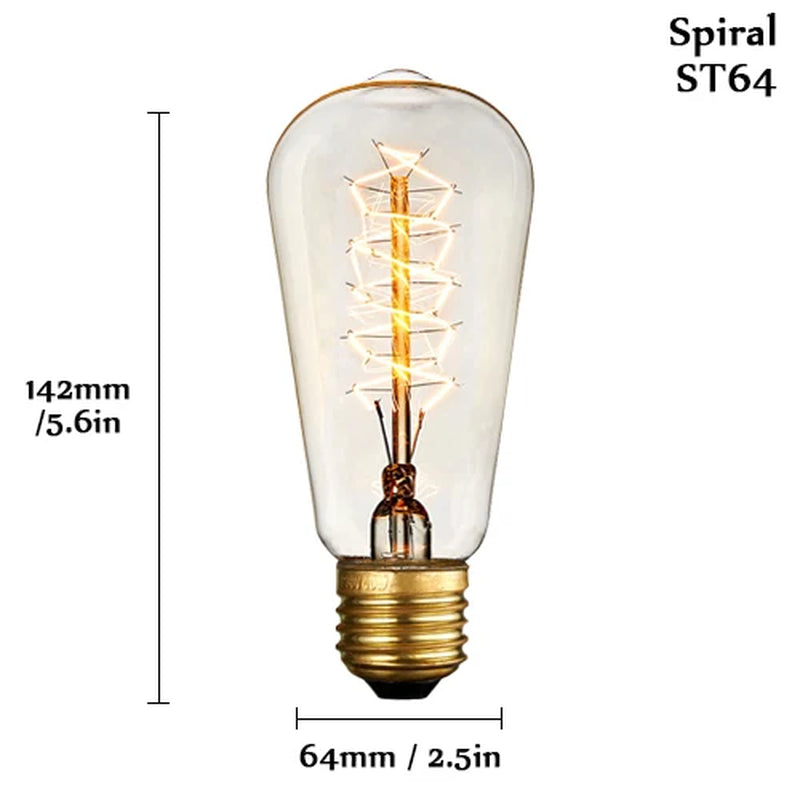 Illuminate Your Space with the Vintage Charm of Edison Bulb E27 220V 40W - ST64 A19 T45 G80 G95 G125 Incandescent Filament Lighting