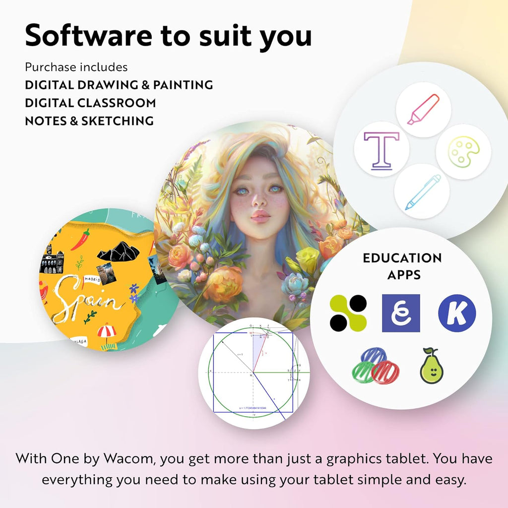 Transform Your Creativity with the One by Wacom Small Graphics Drawing Tablet - Portable 8.3 x 5.7 Inches, Ergonomic 2048 Pressure Sensitive Pen, Compatible with Chromebook, Mac, and Windows