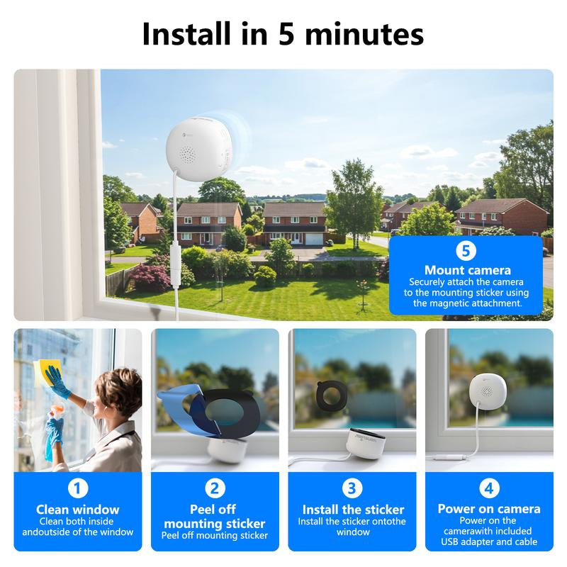 Wansview 3MP 2K Window Security Camera - AI Night Vision, 24/7 Recording, Easy Setup, Works with Alexa & Google Home