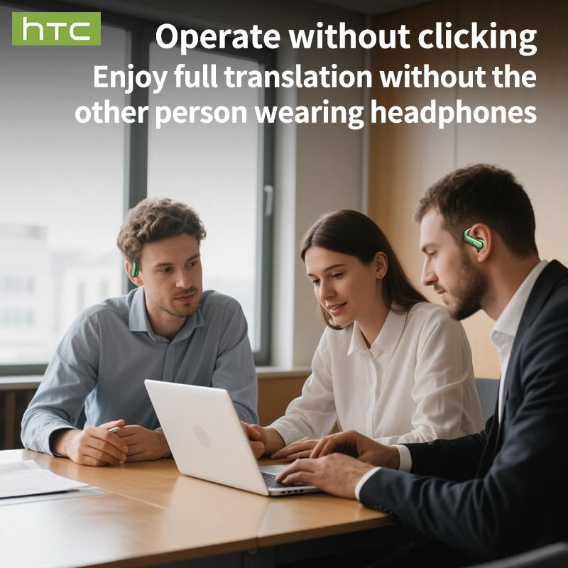 HTC NE38 OWS Wireless Translation Earbuds - Real-Time Translation in 134 Languages, Bluetooth 6.0, IPX5 Waterproof, HIFI Sound, Perfect for Office, Sports, Study & Calls - Built-In Microphone & AI Technology