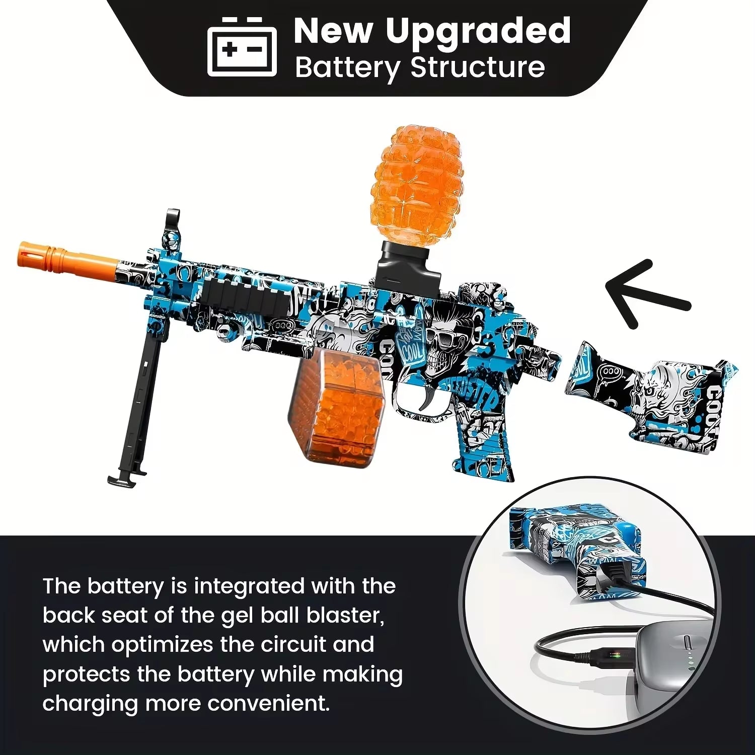 Ultimate GEL Electric Ball Blaster - Rechargeable Automatic Toy for Outdoor Team Games - M249 Model