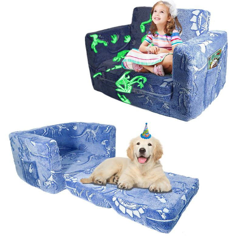 OSYKIU 2-in-1 Convertible Toddler Couch and Lounger - Soft Sherpa Design for Magical Playtime and Cozy Relaxation, Perfect for Boys and Girls