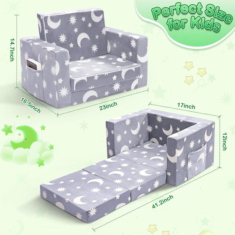 OSYKIU 2-in-1 Convertible Toddler Couch and Lounger - Soft Sherpa Design for Magical Playtime and Cozy Relaxation, Perfect for Boys and Girls