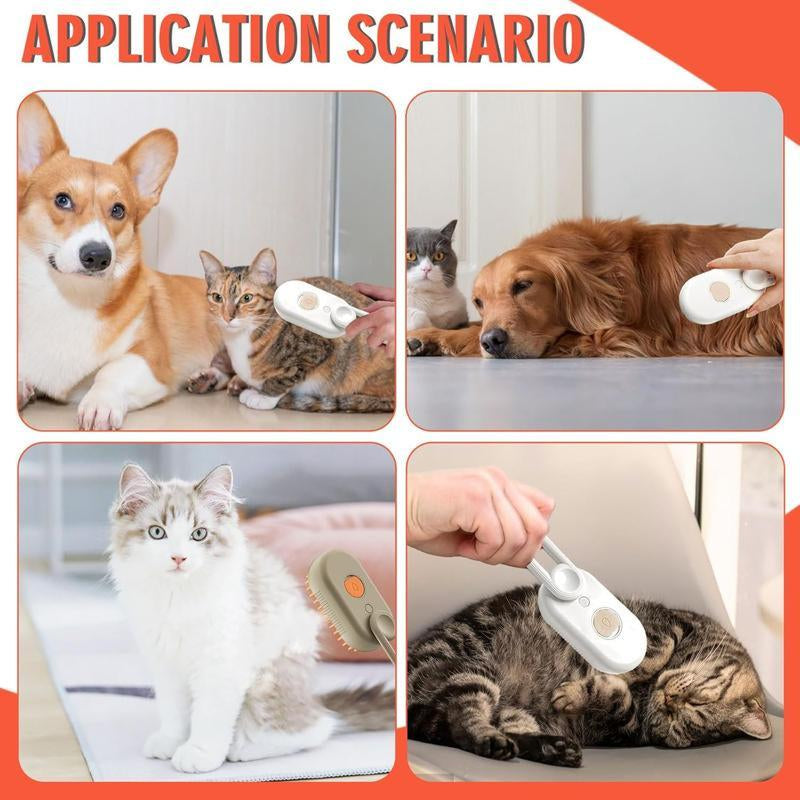 3-in-1 Steam Pet Brush - Advanced Grooming Comb for Dogs & Cats, Effortlessly Remove Fur with Steamy Mist Technology