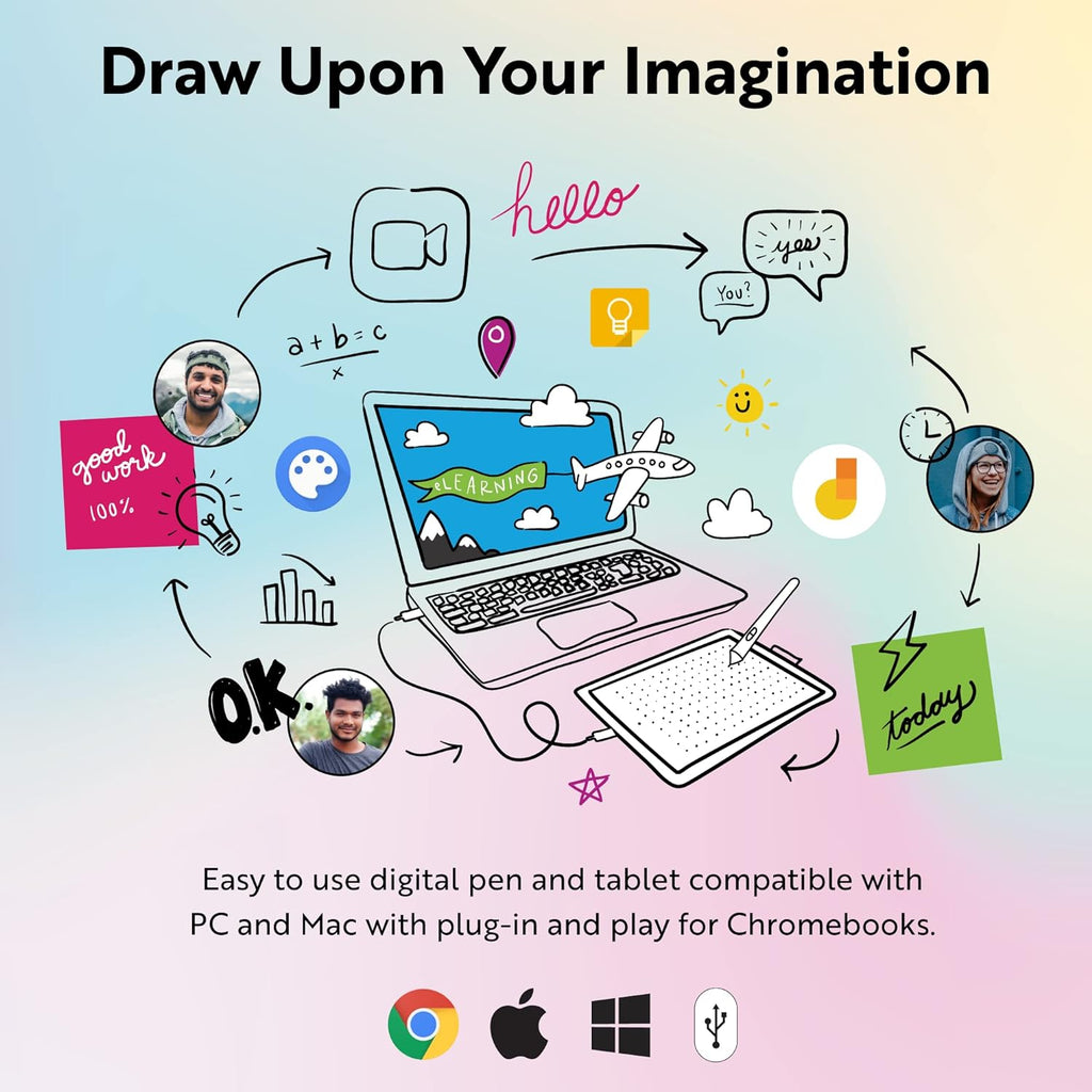 Transform Your Creativity with the One by Wacom Small Graphics Drawing Tablet - Portable 8.3 x 5.7 Inches, Ergonomic 2048 Pressure Sensitive Pen, Compatible with Chromebook, Mac, and Windows