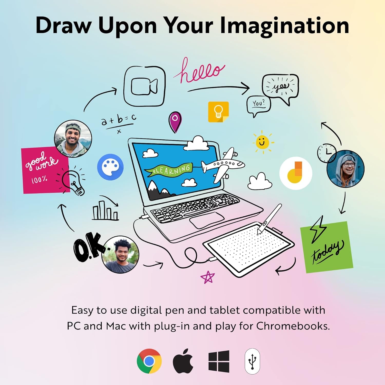 Transform Your Creativity with the One by Wacom Small Graphics Drawing Tablet - Portable 8.3 x 5.7 Inches, Ergonomic 2048 Pressure Sensitive Pen, Compatible with Chromebook, Mac, and Windows
