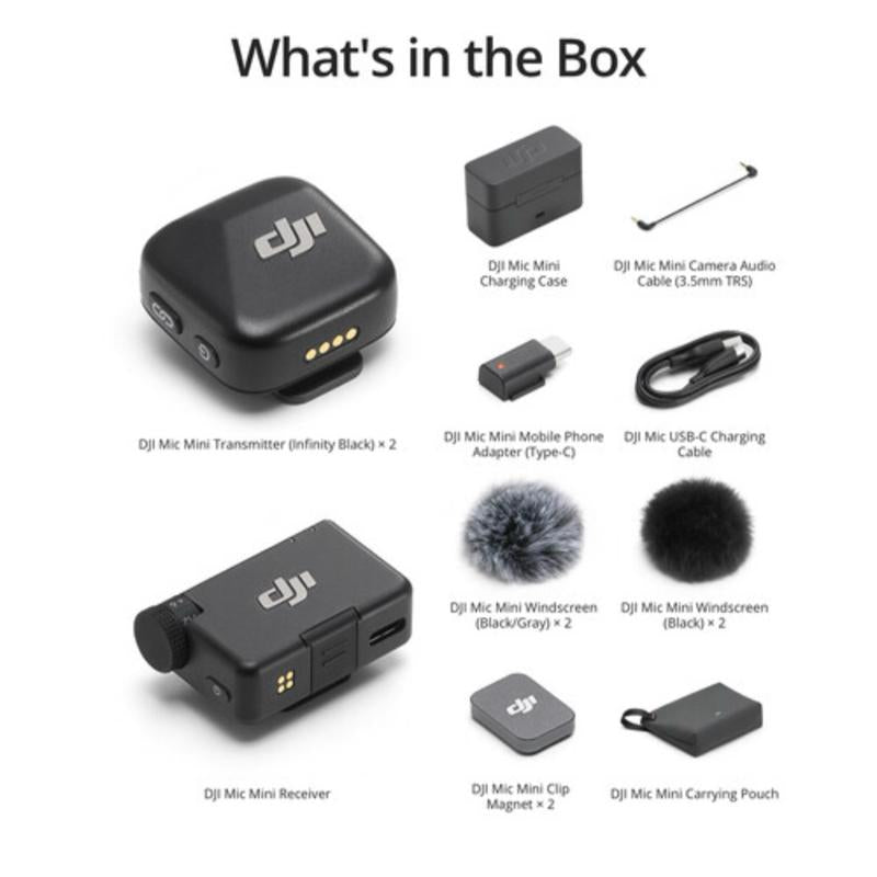 DJI Mic Mini: Compact 2-Person Wireless Microphone System for Camera & Smartphone with Charging Dock - 2.4 GHz