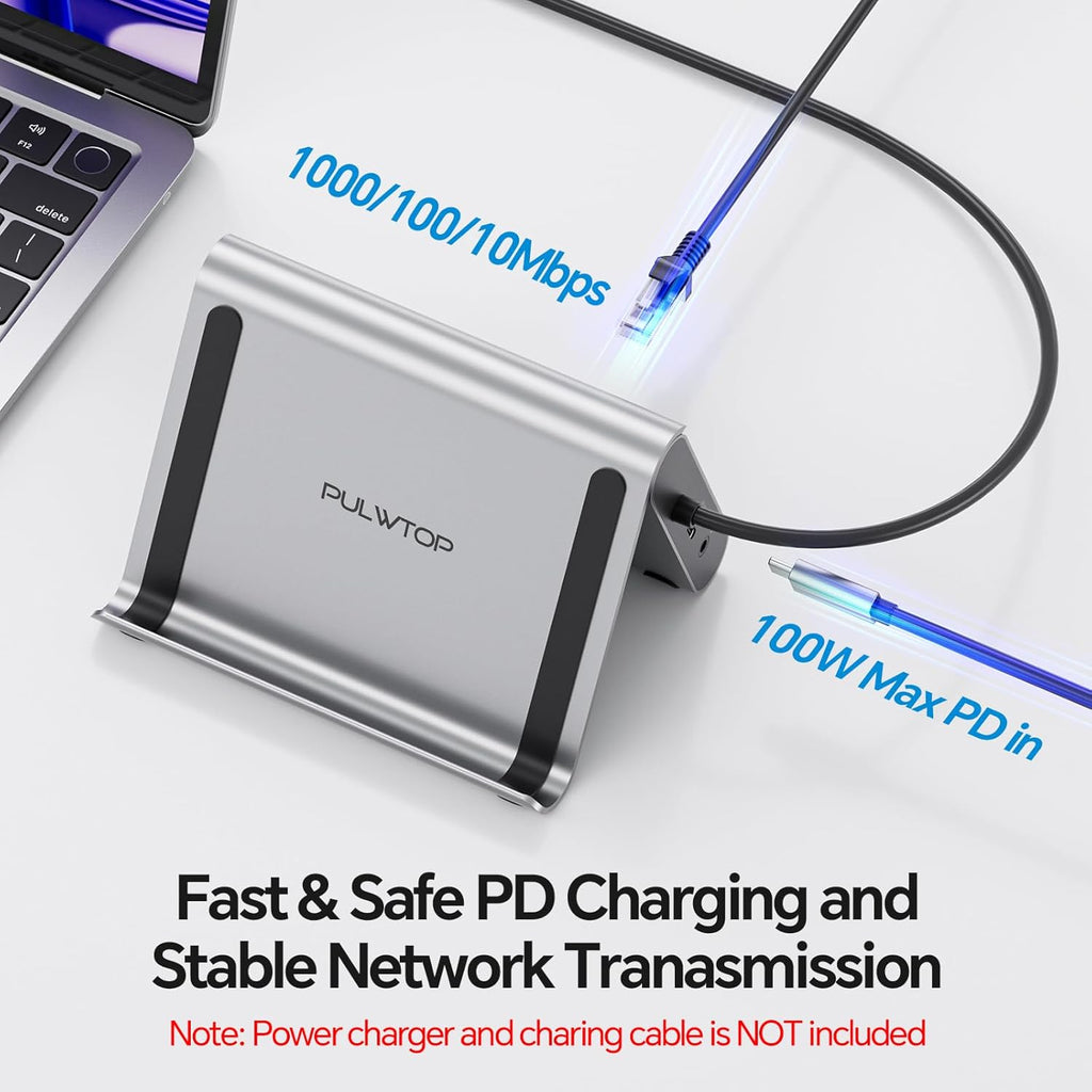 Elevate Your Workspace with the PULWTOP 11-in-1 MacBook Docking Station - Dual 4K@60Hz HDMI, Super Speed USB-C, and Gigabit Ethernet for Ultimate Connectivity