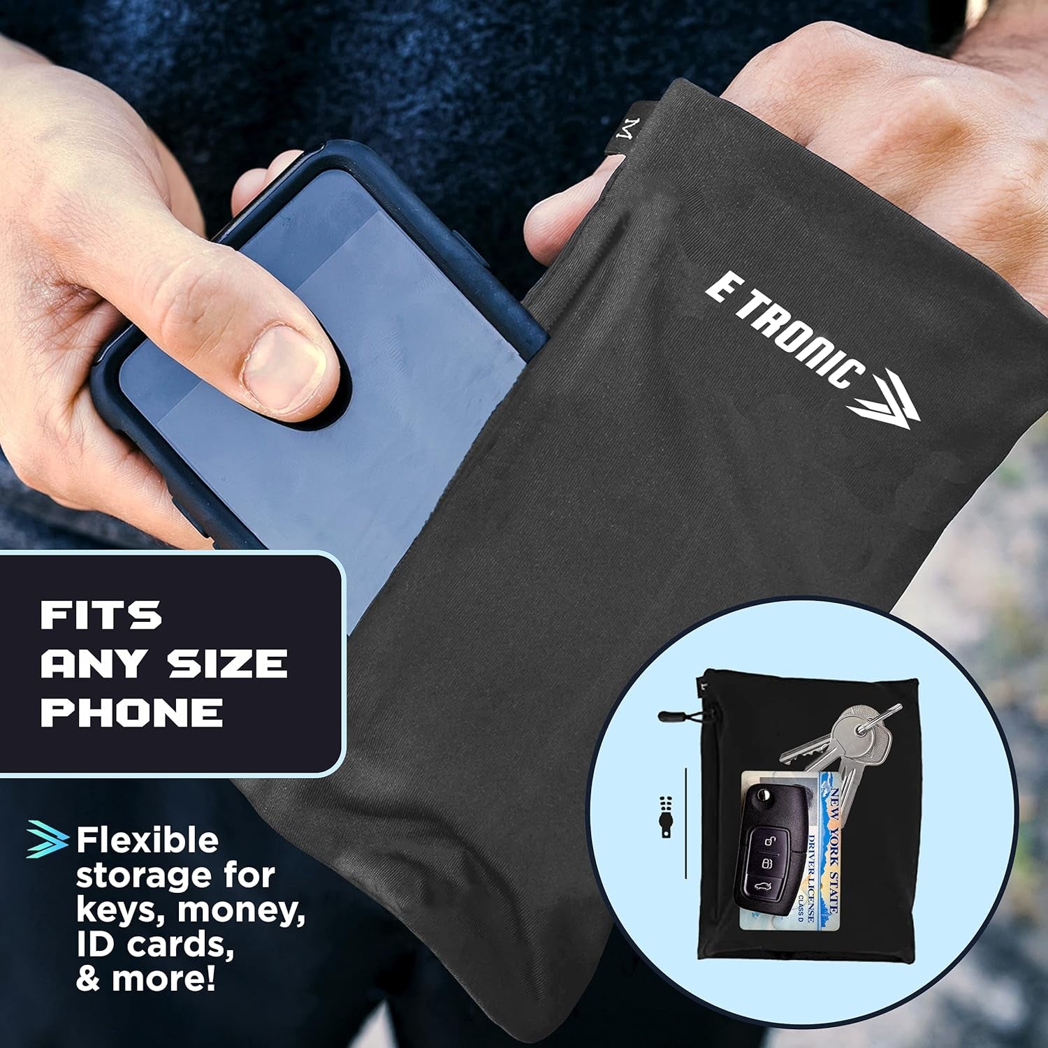 Ultimate Running Companion: Blue Phone Holder Armband with Reflective Logo - Fits All Smartphones for Running, Walking, Hiking, and Biking
