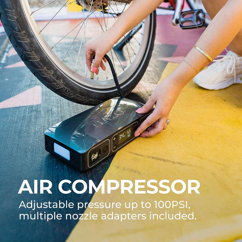 Power Up Anywhere: Bolt Air 58830 Portable Car Jump Starter with 100 PSI Air Compressor, USB Power Bank, Emergency Floodlight & Charger for Cars, SUVs & Trucks - TSA Approved in Stylish Gray